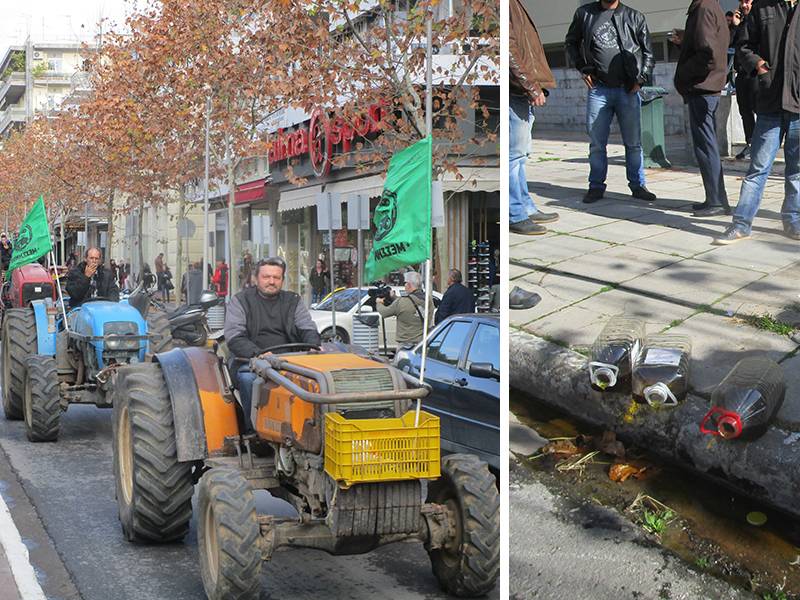 Κινητοποίηση αγροτών στην Καλαμάτα: Εχυσαν λάδι στα σκαλιά του Διοικητηρίου (βίντεο)