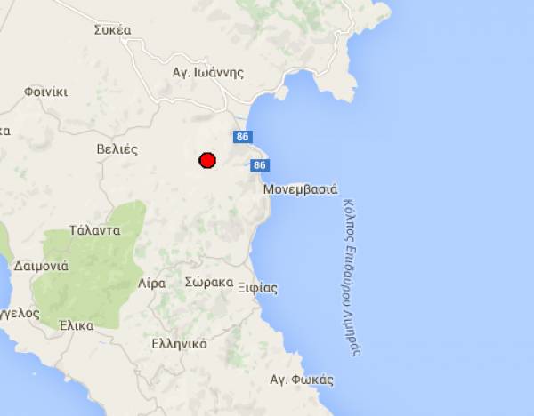 Σεισμός 3,6 Ρίχτερ στη Μονεμβασιά