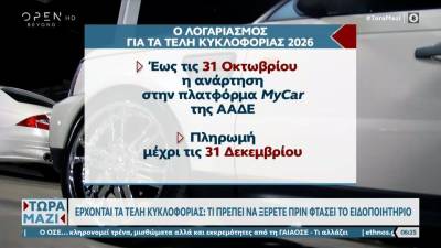 Τέλη κυκλοφορίας: Τι πρέπει να ξέρετε πριν έρθει το ειδοποιητήριο