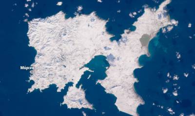 Η Λήμνος ντυμένη στα λευκά: Η δορυφορική εικόνα που θυμίζει Αρκτικό Kύκλο