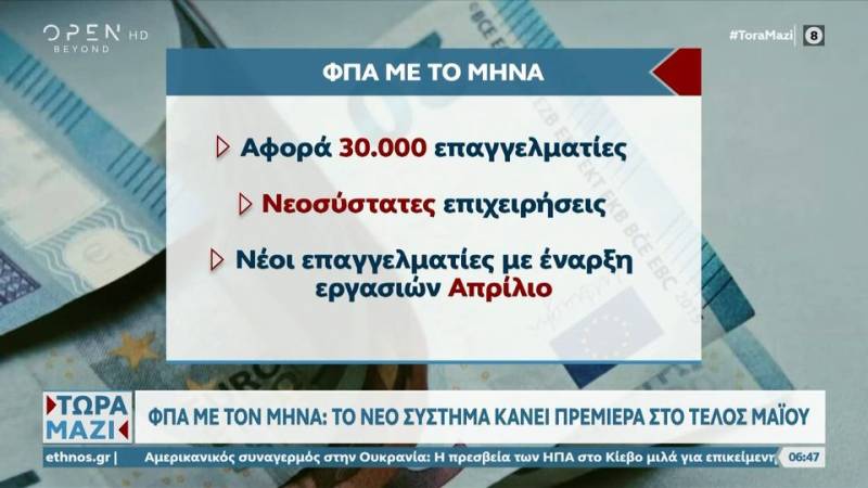 ΦΠΑ με τον μήνα: Το νέο σύστημα που κάνει πρεμιέρα τέλη του μήνα