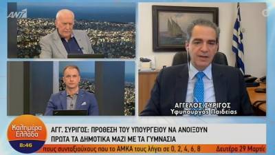 Συρίγος: Πρόθεσή μας είναι να ανοίξουν μαζί όλα τα σχολεία εκτός από τα πανεπιστήμια (Βίντεο)