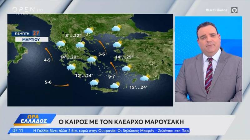 Καιρός 27/03/2025: Αφρικανική σκόνη, βροχές και καταιγίδες