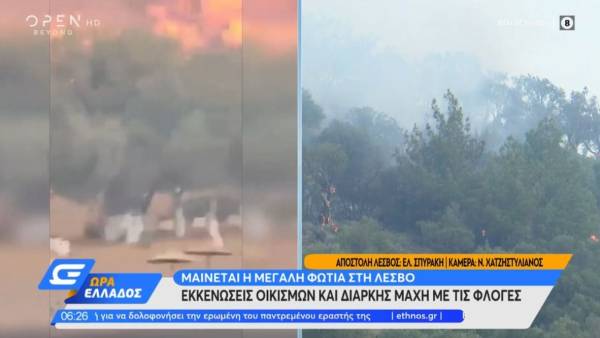 Μαίνονται οι φωτιές σε Ηλεία, Έβρο και Λέσβο (Βίντεο)