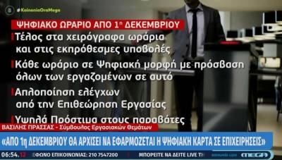 Ψηφιακή κάρτα και ψηφιακό ωράριο: Όλες οι αλλαγές στο πλαίσιο εργασίας (Βίντεο)