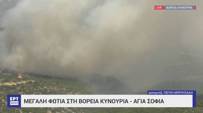 Αρκαδία: Φωτιά στην Αγία Σοφία Κυνουρίας (Βίντεο)