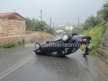 Αγιο είχε νεαρή οδηγός, όταν τούμπαρε το αυτοκίνητό της στη Βέργα