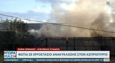 Στις φλόγες χώρος ανακύκλωσης στον Ασπρόπυργο (Βίντεο)