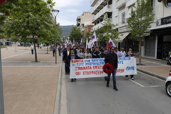 Με δύο συγκεντρώσεις τιμήθηκε η Πρωτομαγιά στην Καλαμάτα (βίντεο)