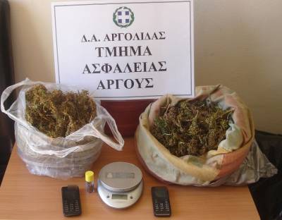 Χειροπέδες σε 62χρονο για σχεδόν 1 κιλό χασίς στο Αργος