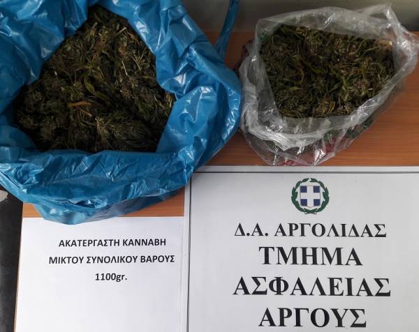 Πάνω από 1 κιλό χασίς είχε σπίτι του ένας 65χρονος σε χωριό του Αργους