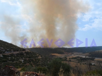 Διακόπηκε η κυκλοφορία στο Ραψομμάτη λόγω της φωτιάς