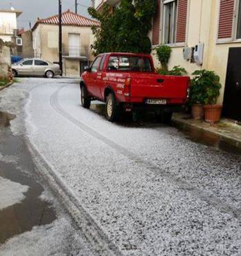 Χαλάζι στους Γαργαλιάνους (φωτογραφίες)