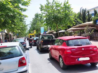 Κυκλοφοριακή συμφόρηση στην Αριστομένους από τα έργα στην Βασιλίσσης Ολγας