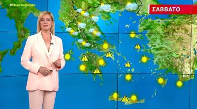 Αίθριος ο καιρός το Σάββατο - Αναλυτική πρόγνωση (Βίντεο)
