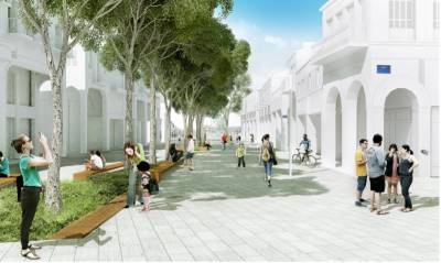 Φωτορεαλιστικο Α΄ βραβείου Μαρλαντή, Κουζή και Πετρόπουλος. Το ενιαίο χαλί – υλικό ενοποιεί τους χώρους, αναδεικνύει την ιστορία της πόλης