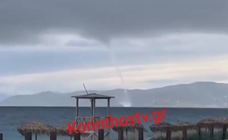 Κακοκαιρία «EVA»: Υδροστρόβιλος στα Ίσθμια (Bίντεο)