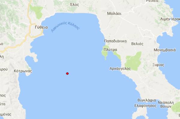 Σεισμός 4,6 Ρίχτερ στον Λακωνικό Κόλπο