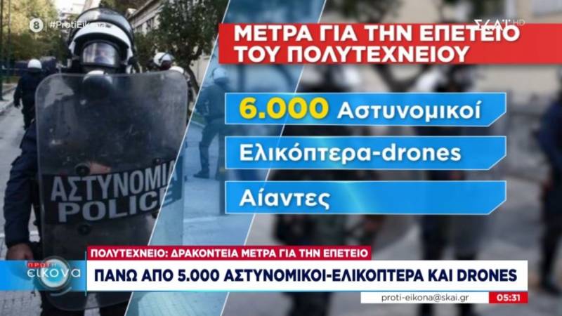 Πολυτεχνείο: Δρακόντεια μέτρα - Πάνω από 5.000 αστυνομικοί στους δρόμους (Βίντεο)