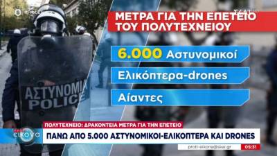 Πολυτεχνείο: Δρακόντεια μέτρα - Πάνω από 5.000 αστυνομικοί στους δρόμους (Βίντεο)