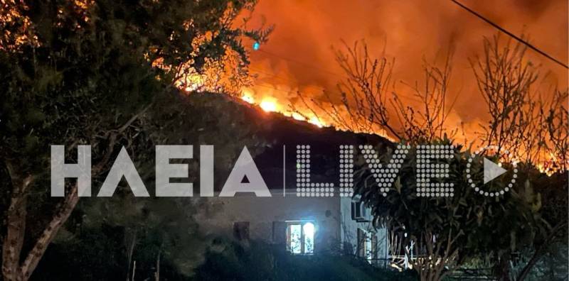 Πύργος: Ανεξέλεγκτη η φωτιά στην περιοχή Λιβαδάκι της Ηλείας