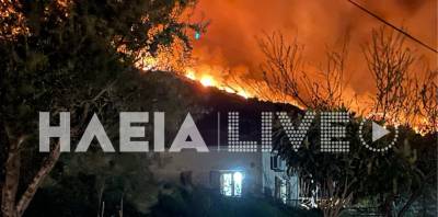 Πύργος: Ανεξέλεγκτη η φωτιά στην περιοχή Λιβαδάκι της Ηλείας