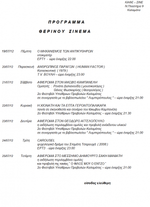 Το πρόγραμμα προβολών στο "Καφέ Σινέ"