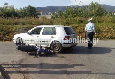 Μοτοσικλετιστής τραυματίστηκε από σύγκρουση με ΙΧ στην Καλαμάτα